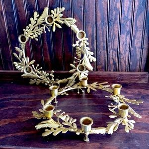 Two gold tone wreaths